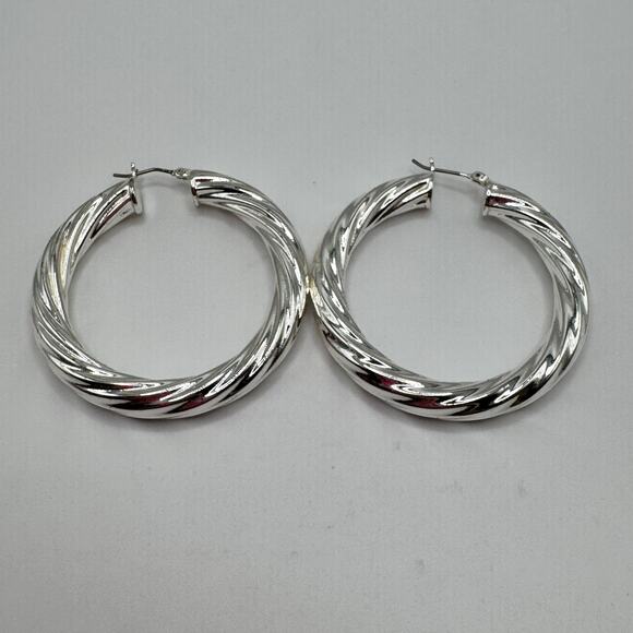 Silver Tone Fashion Hoop Earring Lot - Picture 2 of 4